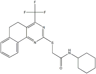 N-cyclohexyl-2-{[4-(trifluoromethyl)-5,6-dihydrobenzo[h]quinazolin-2-yl]sulfanyl}acetamide Struktur