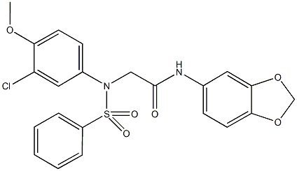 N-(1,3-benzodioxol-5-yl)-2-[3-chloro-4-methoxy(phenylsulfonyl)anilino]acetamide,409354-26-3,结构式