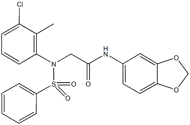 N-(1,3-benzodioxol-5-yl)-2-[3-chloro-2-methyl(phenylsulfonyl)anilino]acetamide Structure