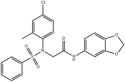 N-(1,3-benzodioxol-5-yl)-2-[4-chloro-2-methyl(phenylsulfonyl)anilino]acetamide Structure