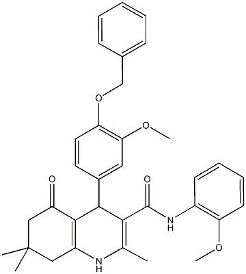 4-[4-(benzyloxy)-3-methoxyphenyl]-N-(2-methoxyphenyl)-2,7,7-trimethyl-5-oxo-1,4,5,6,7,8-hexahydro-3-quinolinecarboxamide Structure