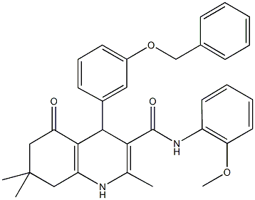 412921-56-3 4-[3-(benzyloxy)phenyl]-N-(2-methoxyphenyl)-2,7,7-trimethyl-5-oxo-1,4,5,6,7,8-hexahydro-3-quinolinecarboxamide