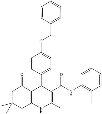 4-[4-(benzyloxy)phenyl]-2,7,7-trimethyl-N-(2-methylphenyl)-5-oxo-1,4,5,6,7,8-hexahydro-3-quinolinecarboxamide Struktur