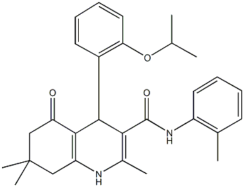 2,7,7-trimethyl-4-{2-[(1-methylethyl)oxy]phenyl}-N-(2-methylphenyl)-5-oxo-1,4,5,6,7,8-hexahydroquinoline-3-carboxamide 结构式