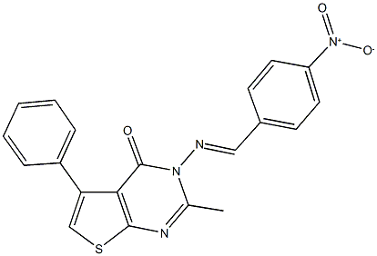 3-({4-nitrobenzylidene}amino)-2-methyl-5-phenylthieno[2,3-d]pyrimidin-4(3H)-one Structure