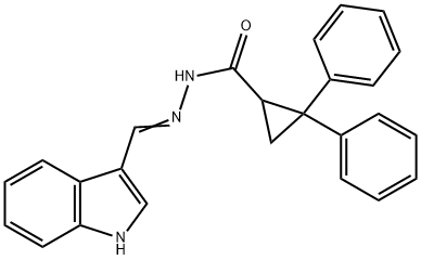 N'-(1H-indol-3-ylmethylene)-2,2-diphenylcyclopropanecarbohydrazide Structure
