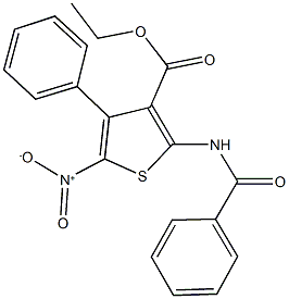 ethyl 2-(benzoylamino)-5-nitro-4-phenyl-3-thiophenecarboxylate Struktur