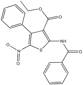 ethyl 2-(benzoylamino)-5-nitro-4-phenyl-3-thiophenecarboxylate 化学構造式