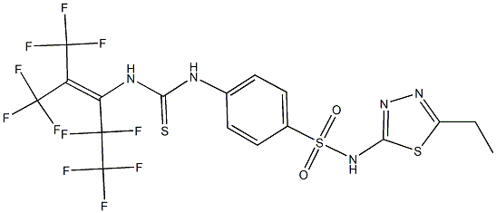 N-(5-ethyl-1,3,4-thiadiazol-2-yl)-4-[({[3,3,3-trifluoro-1-(1,1,2,2,2-pentafluoroethyl)-2-(trifluoromethyl)-1-propenyl]amino}carbothioyl)amino]benzenesulfonamide Struktur