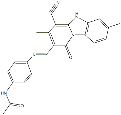 N-(4-{[(4-cyano-3,7-dimethyl-1-oxo-1,5-dihydropyrido[1,2-a]benzimidazol-2-yl)methylene]amino}phenyl)acetamide|