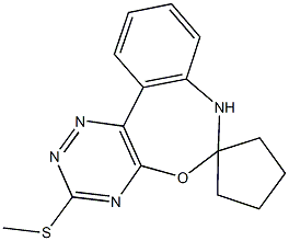 3-(methylsulfanyl)-6,7-dihydrospiro([1,2,4]triazino[5,6-d][3,1]benzoxazepine-6,1'-cyclopentane) 化学構造式