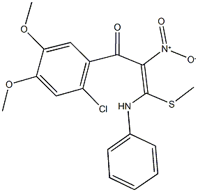 3-anilino-1-(2-chloro-4,5-dimethoxyphenyl)-2-nitro-3-(methylsulfanyl)-2-propen-1-one Structure