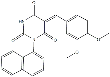 5-(3,4-dimethoxybenzylidene)-1-(1-naphthyl)-2,4,6(1H,3H,5H)-pyrimidinetrione,414906-28-8,结构式