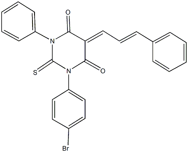 1-(4-bromophenyl)-3-phenyl-5-(3-phenylprop-2-enylidene)-2-thioxodihydropyrimidine-4,6(1H,5H)-dione Struktur