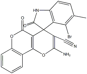 2'-amino-4-bromo-5-methyl-1,3-dihydro-2,5'-dioxospiro(2H-indole-3,4'-[4'H,5'H]-pyrano[3,2-c]chromene)-3'-carbonitrile|