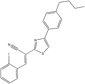 2-[4-(4-butylphenyl)-1,3-thiazol-2-yl]-3-(2-iodophenyl)acrylonitrile Structure