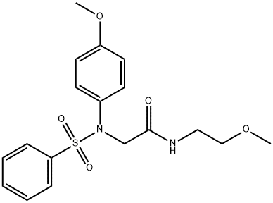 N-(2-methoxyethyl)-2-[4-methoxy(phenylsulfonyl)anilino]acetamide Structure