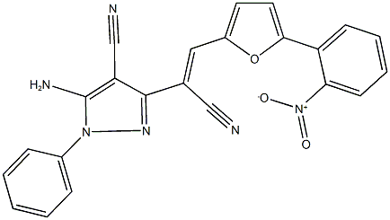 5-amino-3-[1-cyano-2-(5-{2-nitrophenyl}-2-furyl)vinyl]-1-phenyl-1H-pyrazole-4-carbonitrile,418787-89-0,结构式