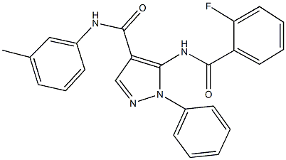 5-[(2-fluorobenzoyl)amino]-N-(3-methylphenyl)-1-phenyl-1H-pyrazole-4-carboxamide 化学構造式