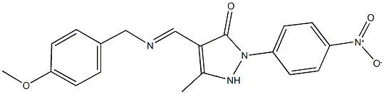 2-{4-nitrophenyl}-4-{[(4-methoxybenzyl)imino]methyl}-5-methyl-1,2-dihydro-3H-pyrazol-3-one 化学構造式