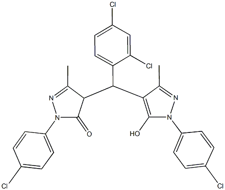 2-(4-chlorophenyl)-4-[[1-(4-chlorophenyl)-5-hydroxy-3-methyl-1H-pyrazol-4-yl](2,4-dichlorophenyl)methyl]-5-methyl-2,4-dihydro-3H-pyrazol-3-one 结构式