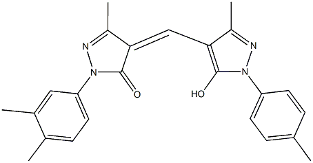 2-(3,4-dimethylphenyl)-4-{[5-hydroxy-3-methyl-1-(4-methylphenyl)-1H-pyrazol-4-yl]methylene}-5-methyl-2,4-dihydro-3H-pyrazol-3-one Struktur