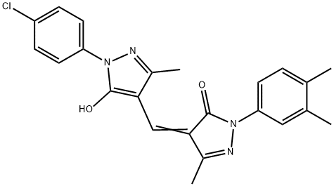 4-{[1-(4-chlorophenyl)-5-hydroxy-3-methyl-1H-pyrazol-4-yl]methylene}-2-(3,4-dimethylphenyl)-5-methyl-2,4-dihydro-3H-pyrazol-3-one Struktur