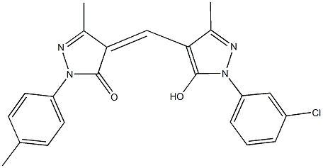 4-{[1-(3-chlorophenyl)-5-hydroxy-3-methyl-1H-pyrazol-4-yl]methylene}-5-methyl-2-(4-methylphenyl)-2,4-dihydro-3H-pyrazol-3-one 结构式