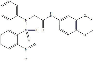 N-[3,4-bis(methyloxy)phenyl]-2-[({2-nitrophenyl}sulfonyl)(phenyl)amino]acetamide Struktur