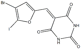 5-[(4-bromo-5-iodo-2-furyl)methylene]-2,4,6(1H,3H,5H)-pyrimidinetrione Struktur