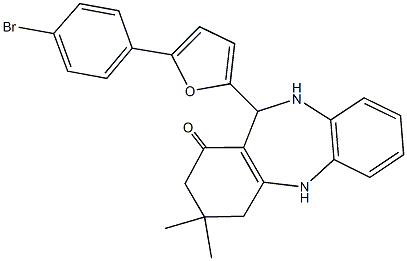 11-[5-(4-bromophenyl)-2-furyl]-3,3-dimethyl-2,3,4,5,10,11-hexahydro-1H-dibenzo[b,e][1,4]diazepin-1-one,419544-88-0,结构式