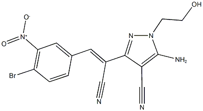 5-amino-3-(2-{4-bromo-3-nitrophenyl}-1-cyanovinyl)-1-(2-hydroxyethyl)-1H-pyrazole-4-carbonitrile 结构式