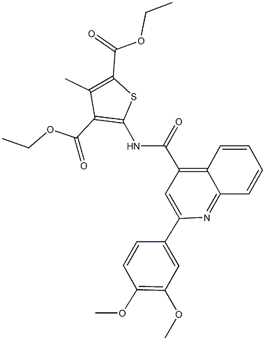 diethyl 5-({[2-(3,4-dimethoxyphenyl)-4-quinolinyl]carbonyl}amino)-3-methyl-2,4-thiophenedicarboxylate 结构式