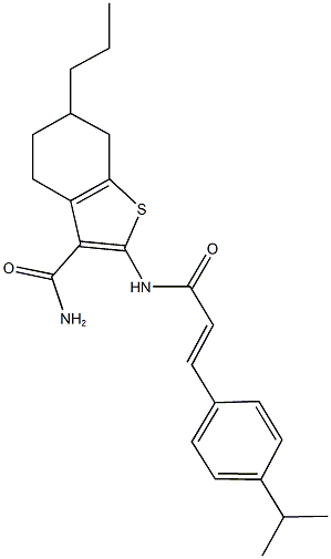 2-{[3-(4-isopropylphenyl)acryloyl]amino}-6-propyl-4,5,6,7-tetrahydro-1-benzothiophene-3-carboxamide|