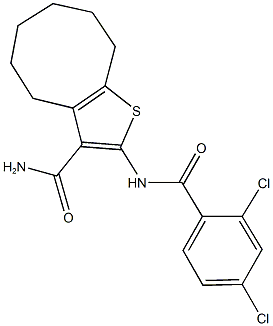 2-[(2,4-dichlorobenzoyl)amino]-4,5,6,7,8,9-hexahydrocycloocta[b]thiophene-3-carboxamide,420090-40-0,结构式