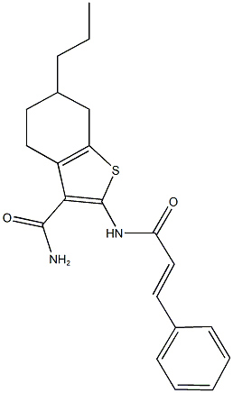 2-(cinnamoylamino)-6-propyl-4,5,6,7-tetrahydro-1-benzothiophene-3-carboxamide,420090-80-8,结构式