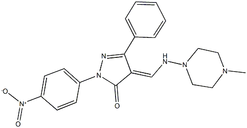 2-{4-nitrophenyl}-4-{[(4-methyl-1-piperazinyl)amino]methylene}-5-phenyl-2,4-dihydro-3H-pyrazol-3-one Structure