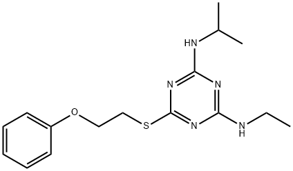 N-ethyl-N-{4-(isopropylamino)-6-[(2-phenoxyethyl)sulfanyl]-1,3,5-triazin-2-yl}amine 化学構造式