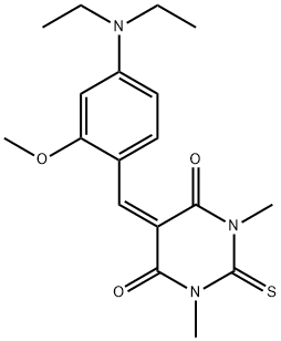 5-[4-(diethylamino)-2-methoxybenzylidene]-1,3-dimethyl-2-thioxodihydropyrimidine-4,6(1H,5H)-dione 结构式