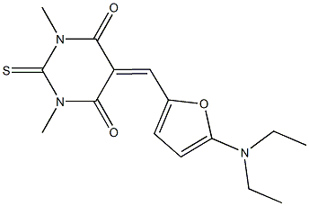 5-{[5-(diethylamino)-2-furyl]methylene}-1,3-dimethyl-2-thioxodihydro-4,6(1H,5H)-pyrimidinedione Structure