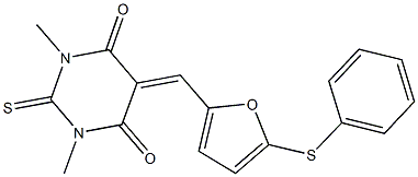1,3-dimethyl-5-{[5-(phenylsulfanyl)-2-furyl]methylene}-2-thioxodihydro-4,6(1H,5H)-pyrimidinedione Struktur