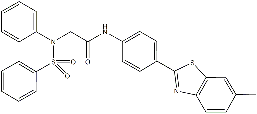 N-[4-(6-methyl-1,3-benzothiazol-2-yl)phenyl]-2-[(phenylsulfonyl)anilino]acetamide Structure