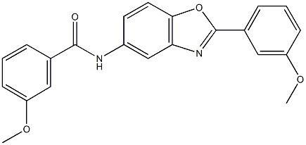 3-methoxy-N-[2-(3-methoxyphenyl)-1,3-benzoxazol-5-yl]benzamide 化学構造式
