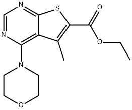 ethyl 5-methyl-4-(4-morpholinyl)thieno[2,3-d]pyrimidine-6-carboxylate 化学構造式