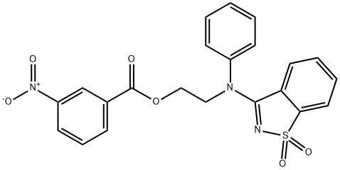 2-[(1,1-dioxido-1,2-benzisothiazol-3-yl)anilino]ethyl 3-nitrobenzoate 化学構造式