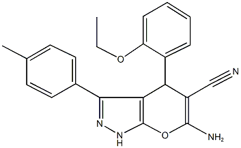 6-amino-4-(2-ethoxyphenyl)-3-(4-methylphenyl)-1,4-dihydropyrano[2,3-c]pyrazole-5-carbonitrile Structure