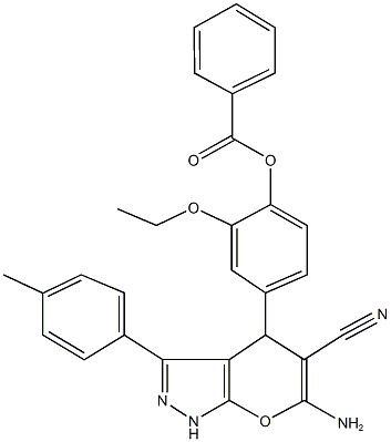 4-[6-amino-5-cyano-3-(4-methylphenyl)-1,4-dihydropyrano[2,3-c]pyrazol-4-yl]-2-ethoxyphenyl benzoate|