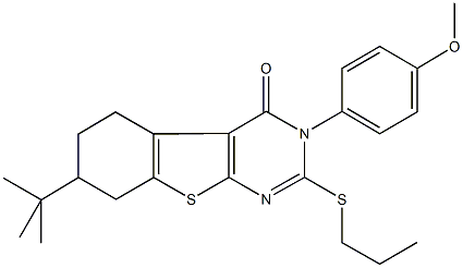 7-tert-butyl-3-(4-methoxyphenyl)-2-(propylsulfanyl)-5,6,7,8-tetrahydro[1]benzothieno[2,3-d]pyrimidin-4(3H)-one Structure