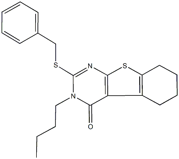 2-(benzylsulfanyl)-3-butyl-5,6,7,8-tetrahydro[1]benzothieno[2,3-d]pyrimidin-4(3H)-one Structure