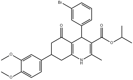 isopropyl 4-(3-bromophenyl)-7-(3,4-dimethoxyphenyl)-2-methyl-5-oxo-1,4,5,6,7,8-hexahydro-3-quinolinecarboxylate 结构式